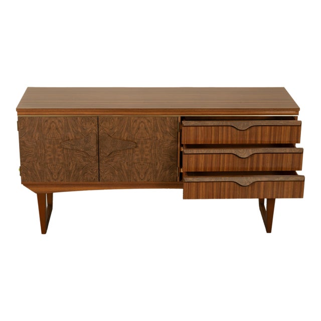Wood Mid Century Modern Danish Style Compact Zebra Wood Teak Credenza Sideboard 1960 For Sale - Image 7 of 13