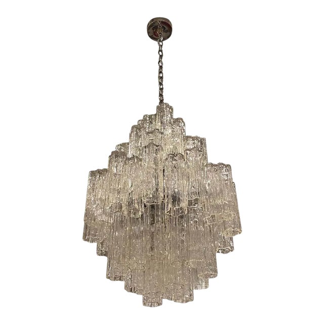 Italian Mid-Century Modern Round Tiered Tronchi Chandelier For Sale