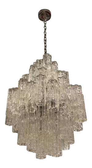 Italian Mid-Century Modern Round Tiered Tronchi Chandelier