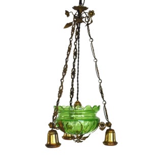 Art Nouveau Ceiling Lamp in Glass For Sale