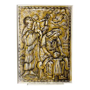 Vintage Religious Original Ruth Collet Woodblock Linocut Figural Pop Art Print