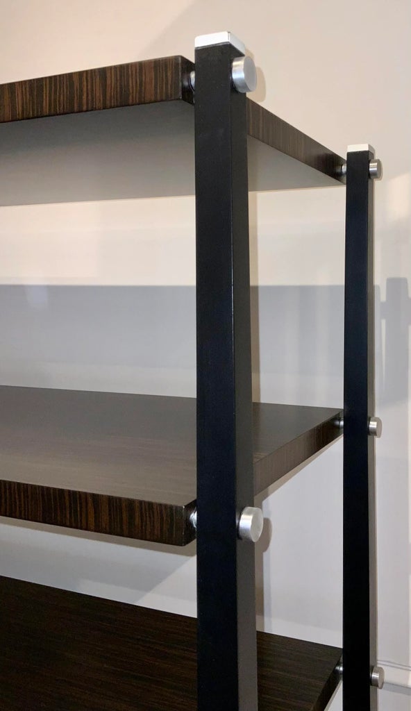 Theodore Alexander Modern Zebra Wood Etagere | Chairish