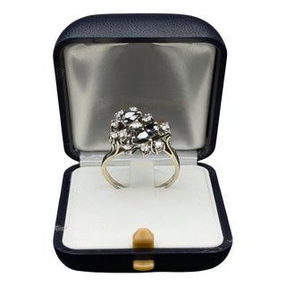 Cluster Ring in 750 Gold with Diamond and Sapphire, 1960s For Sale