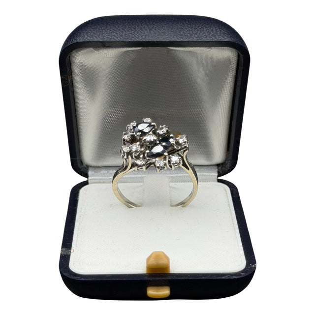 Cluster Ring in 750 Gold with Diamond and Sapphire, 1960s For Sale