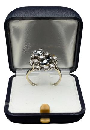 Cluster Ring in 750 Gold with Diamond and Sapphire, 1960s