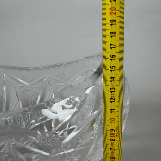 Bohemian Oval Crystal Centerpiece Vase, 1960s For Sale - Image 10 of 11