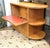 Mid Century Art Deco Inspired Rolling Bar Cart With Drop Front and Glass Bar Storage on the Reverse. For Sale - Image 4 of 9