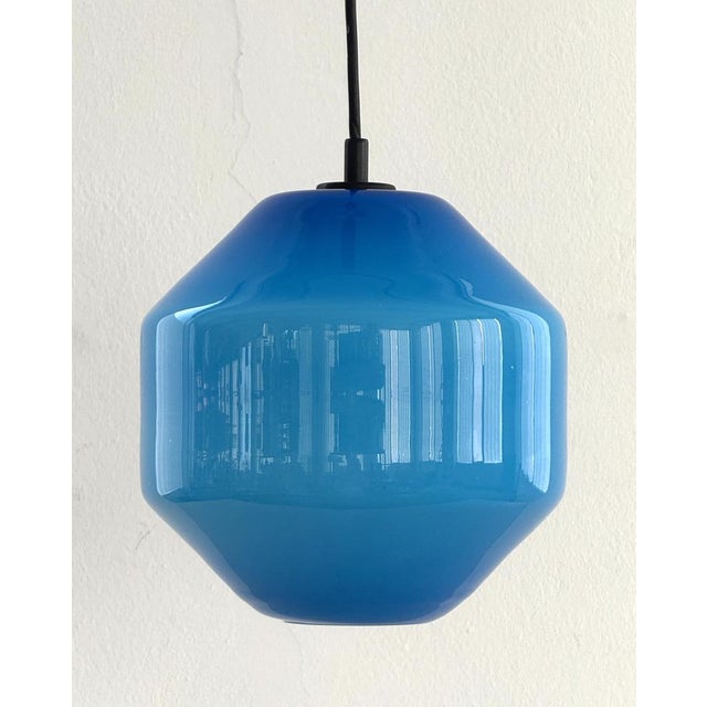 Blue Italian Murano Glass Pendant Light in Blue by Vistosi, 1970s For Sale - Image 8 of 13