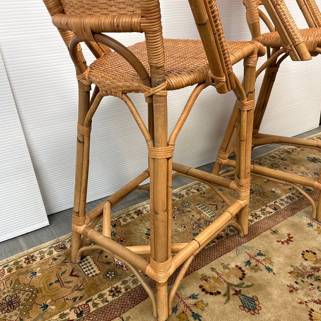 Serena & Lily Sunwashed Rivera Rattan Counter Stools, Pair For Sale - Image 11 of 12