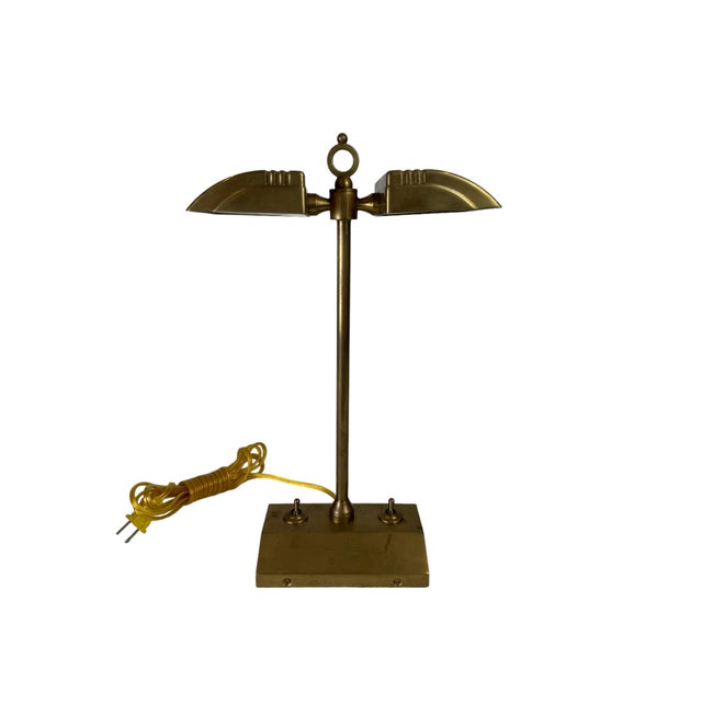 Brass finish, double headed desk/task lamp from Besselink & Jones. Art deco details with Individual switches for each...