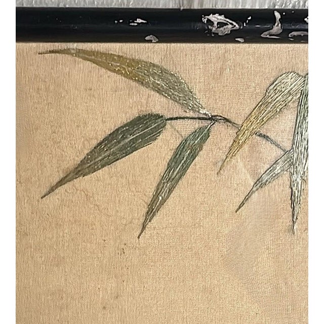 Antique Chinese Silk Embroidery Panel With Peacocks, Peonies, and Bamboo For Sale - Image 13 of 18