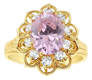 Pink Ice & Cubic Zirconia Cocktail Ring, Size 5