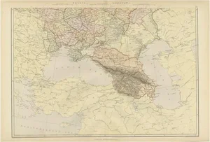 Antique Map of Southern Russia and the Caucasus, 1882