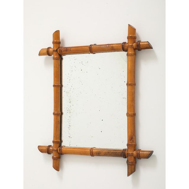 French Country Vintage Faux Bamboo Mirror 3 For Sale - Image 3 of 9