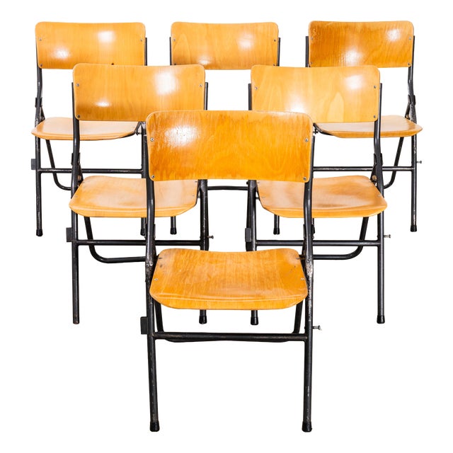 German University Folding Dining Chairs, 1960s, Set of 6 For Sale