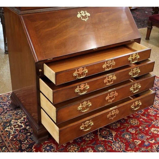 Kindel Furniture National Trust Collection Mahogany Carved Secretary Desk For Sale - Image 15 of 18