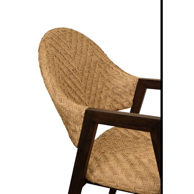 Not Yet Made - Made To Order Matthew Izzo Home Walter Round Back Woven Rattan Dining Chair With Dark Wood Frame For Sale - Image 5 of 10
