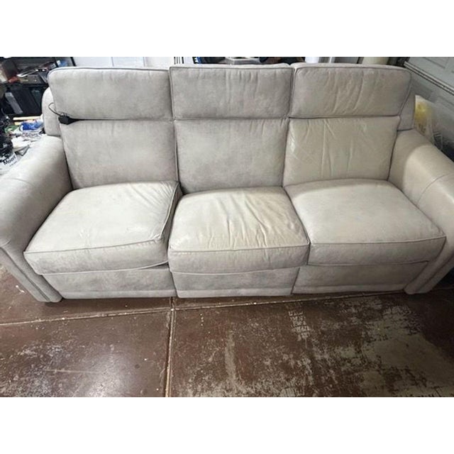 Animal Skin Ethan Allen 3-Seat Leather Conover Sofa For Sale - Image 7 of 9