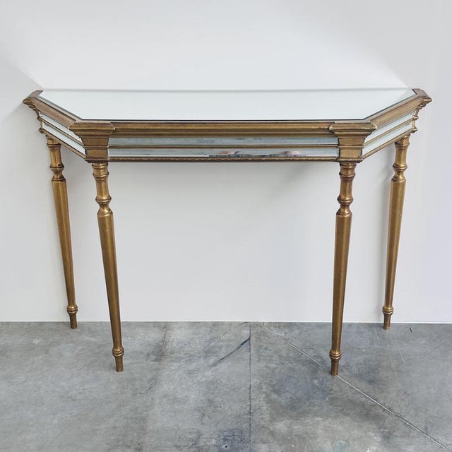 Mirrored Console Table and Matching Octagonal Mirror from Deknudt, Belgium, 1980s, Set of 2 For Sale - Image 6 of 12