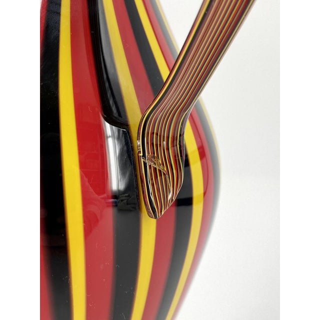 Orange Italian Rigati Carafe in Murano Glass by Anna Gili for Salviati, 1997 For Sale - Image 8 of 18