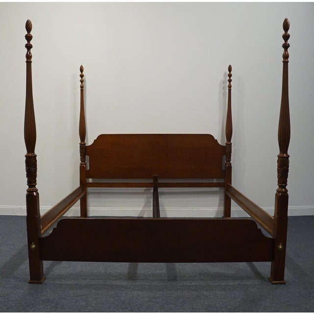 Traditional High End Vintage Solid Mahogany Traditional Style King Size Four Poster Rice Bed 623-174 For Sale - Image 3 of 9