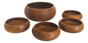 Mid 20th Century Set of Teak Wood Bowls, 5 Pieces