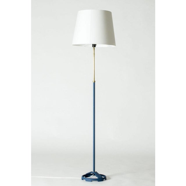 Cool floor by Bertil Brisborg, in an industrial inspired design. Stem and base lacquered bright blue, nice contrast with...