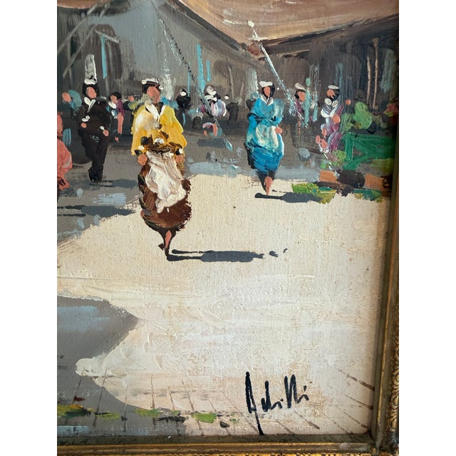 Italian Antonio De Vity (1901-1993) Oil Painting Italian Street Market Scene Cityscape For Sale - Image 3 of 12