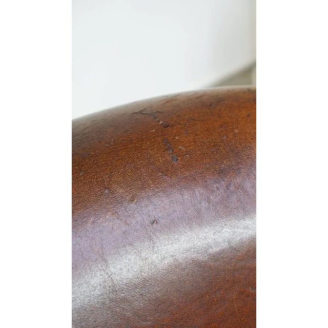 Vintage Club Chair in Cognac-Colored Sheep Leather For Sale - Image 15 of 17