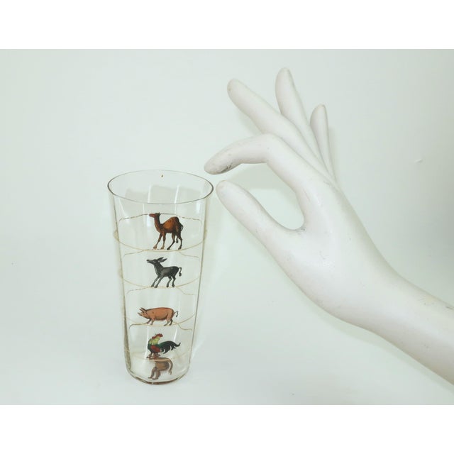 Art Deco Novelty Cocktail Glass With Hand Painted Animal Measurements, c.1930 For Sale - Image 10 of 12