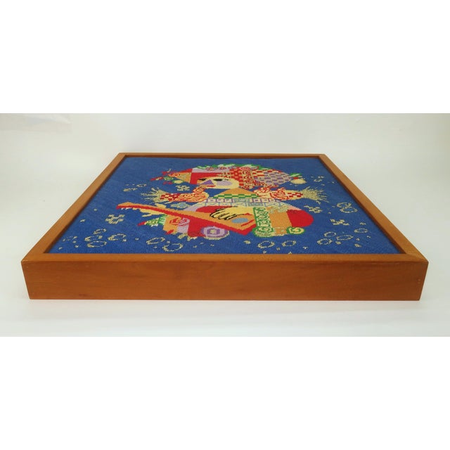 Royal Blue Vintage Bjorn Wiinblad Needlepoint Wall Hanging For Sale - Image 8 of 11