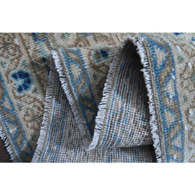 1960s Vintage Persian Handmade Wool Cotton Beige Area Rug For Sale - Image 10 of 11