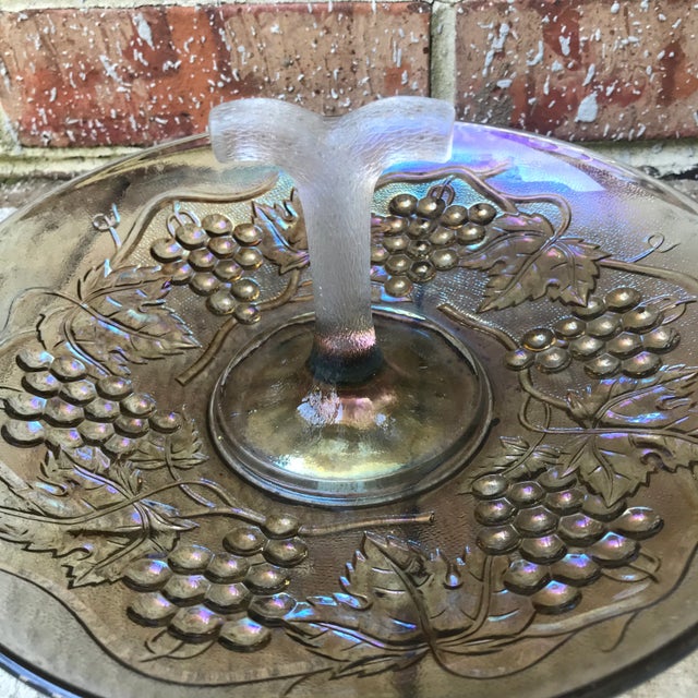 American Mid Century Carnival Glass Hordeurves Serving Tray For Sale - Image 3 of 7