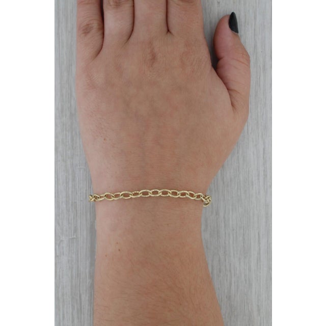 2010s Cable Chain Bracelet 14k Yellow Gold 6.75" 4mm For Sale - Image 5 of 5