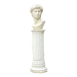 Vintage Cast Concrete Bust of Davin on Pedestal For Sale