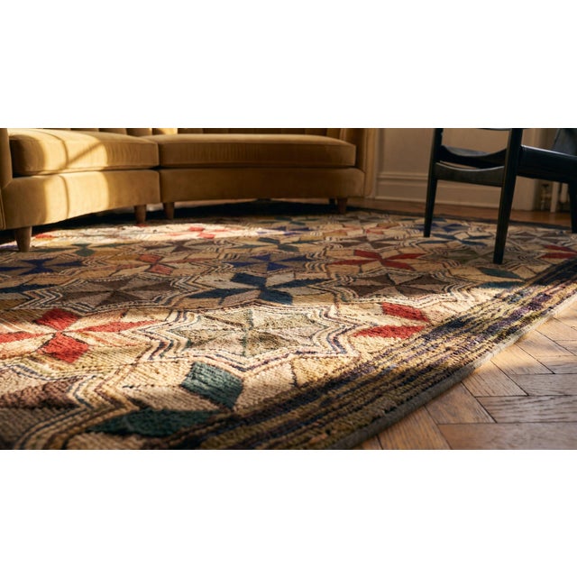 Iconic, Lovely and Symmetrical Design With Multi Tones Colors American Hooked Rug For Sale - Image 11 of 12