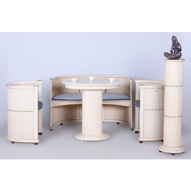 Cream Art Nouveau Pedestal in Beech & Spruce, Austria, 1910s For Sale - Image 8 of 11