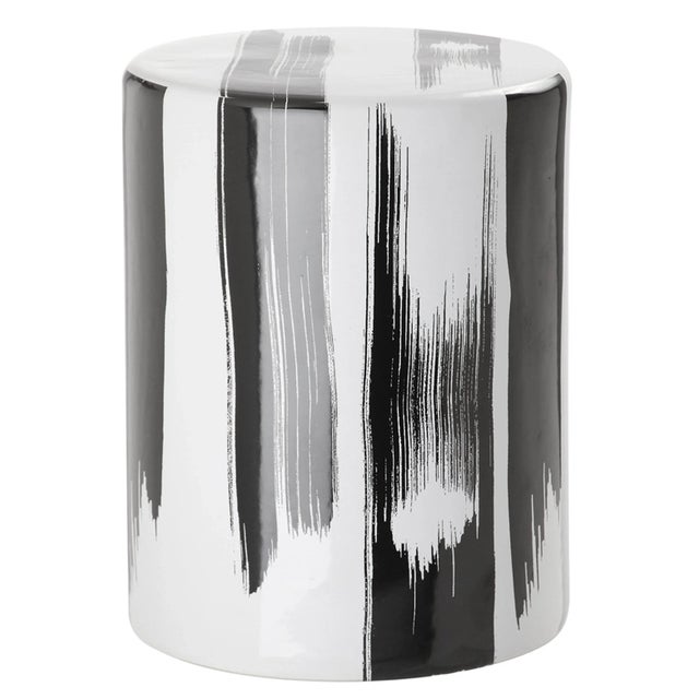 Modern Brushstroke Garden Stool in Black For Sale - Image 3 of 3