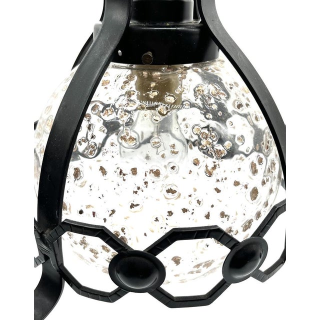 Mid-Century Murano Cage Lamps in Bullicante Glass with 24k Gold Dust and Wrought Iron from Seguso, 1960s, Set of 2 For Sale - Image 11 of 18