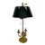 Antique French Louis XVI Style Brass & Green Tole Bouillotte Table Lamp For Sale