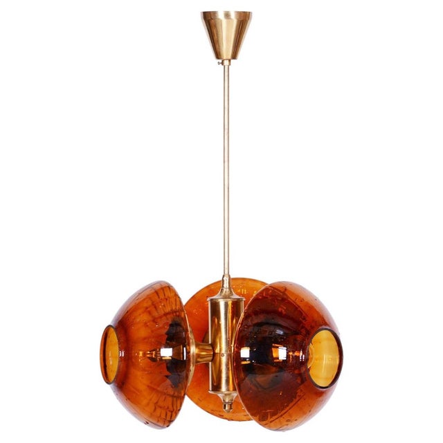 Mid-Century Chandelier in Brass and Glass from Kamenický Šenov, Czech, 1960s For Sale - Image 13 of 13