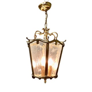 Large French Rococo Style Brass Lantern, 1960 For Sale