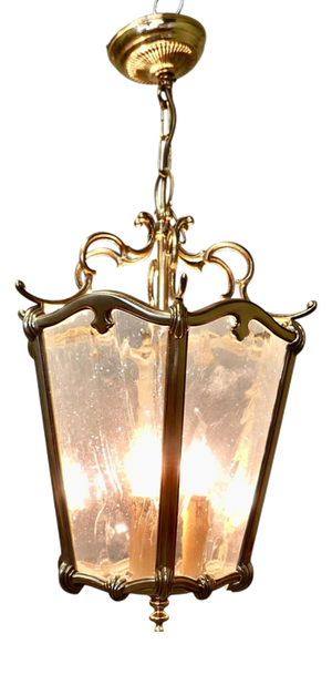 Large French Rococo Style Brass Lantern, 1960