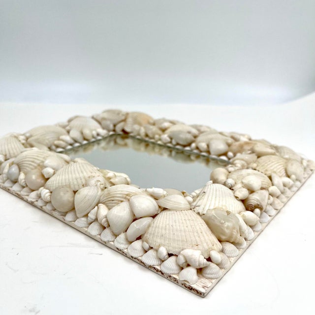 Vintage Shell Encrusted Mirror Antique White Shells For Sale - Image 9 of 12