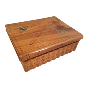 Late 19th Century English Olive Wood Sewing Spool Box
