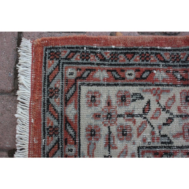 1950s Vintage Chinese Hand Knotted Red Floral Desing Oushak Area Rug For Sale In Sacramento - Image 6 of 13