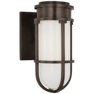 Chapman & Myers for Visual Comfort Signature Gracie Tall Bracketed Sconce in Bronze with White Glass For Sale