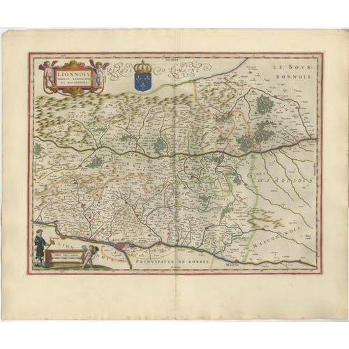 Antique Blaeu Map of Lyonnais, Forez, Beaujolais & Mâconnais, 1642 For Sale - Image 3 of 10