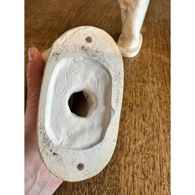 White Pair of Vintage 1977 Nancy Funk White Ceramic Wall Mounted Hands - Signed For Sale - Image 8 of 11