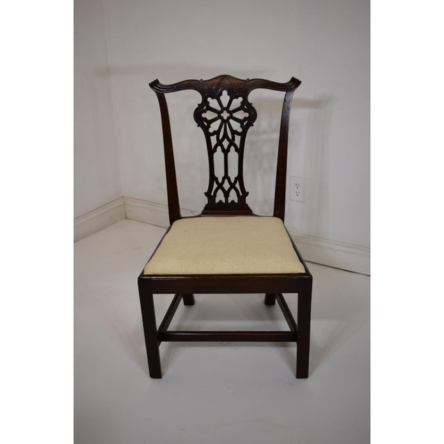 Early 1800's English Chippendale Mahogany Dining Chairs-set of six (6) with upholstered seats. Front legs straight and...